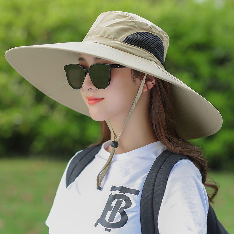 Men's Summer Anti-UV Wide-Brim Bucket Hat for Outdoor Fishing & Work, Large Size