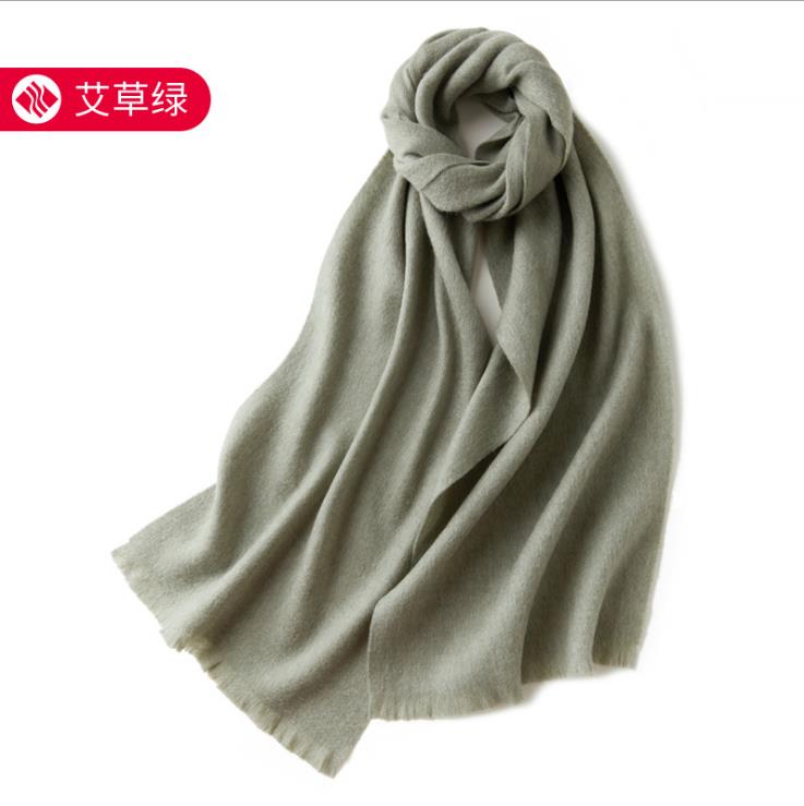 100% pure wool scarf Women's wild classic pure color new autumn and winter couples warm long short ear cashmere scarf