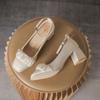 High heels for women's spring Mary Jane small leather shoes thick heel square head single shoes for women