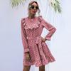 YYFS Women's Vintage Summer Spring Polka Dot Print Long Sleeve O-Neck High Waist Casual Dresses