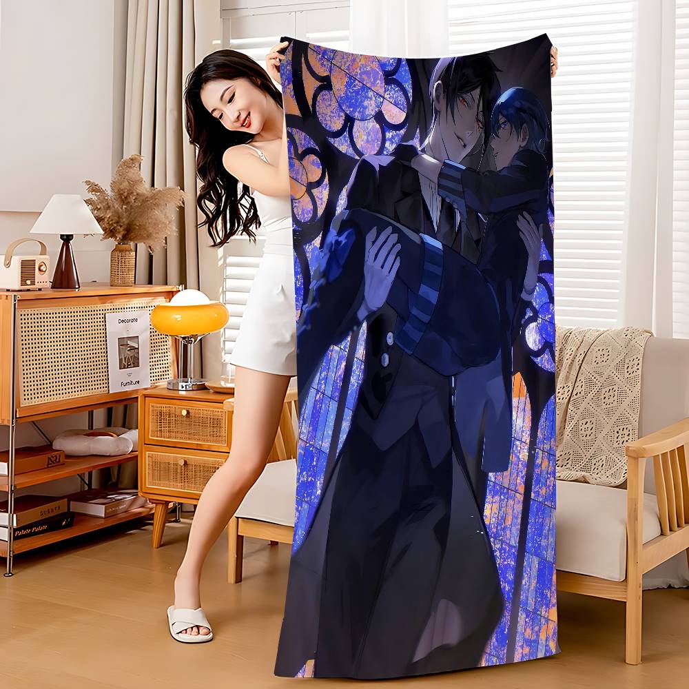 Japanese Anime Black B-butler Microfiber Beach Towel Absorbent Quick Dry Soft Yoga Swimming Resort Mountain Climbing Towel
