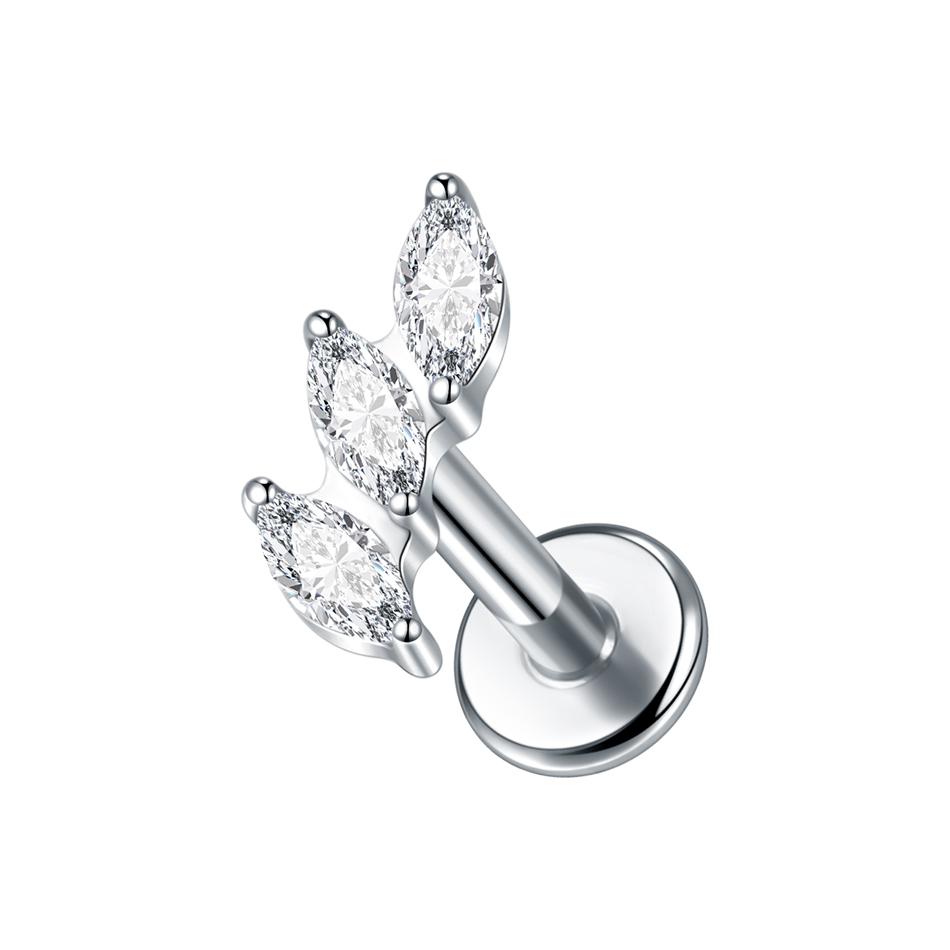1Pc G23 Titanium Cz Crystal Ear Cartilage Tragus Helix Daith Piercing Internal Thread Lip Stud Labret Piercing Body Jewelry 16G