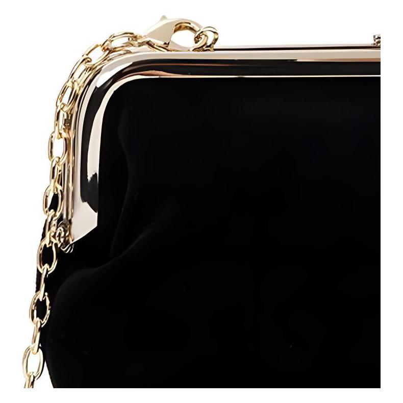 VIVIENNE WESTWOOD Logo Embroidered Snap Closure Chain Velvet Mini Shoulder Bag Women Shoulder Bag Black 52020044W00BXN405