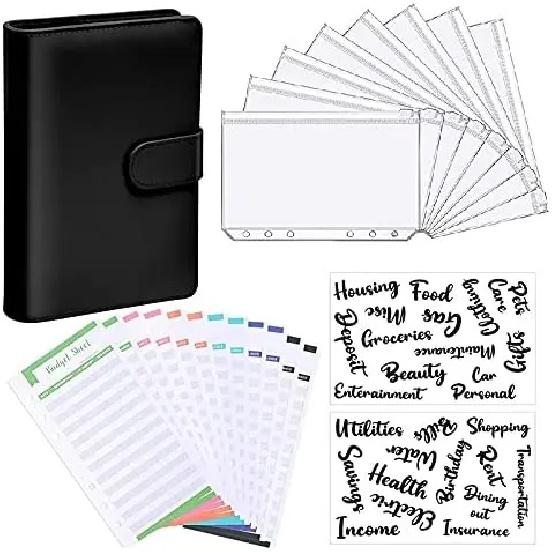A6 Budget Binders Planner 6 Hole 8 Zipper Envelopes 2 Stickers In One NoteBook Wallet For Save Money Organizer Cash System
