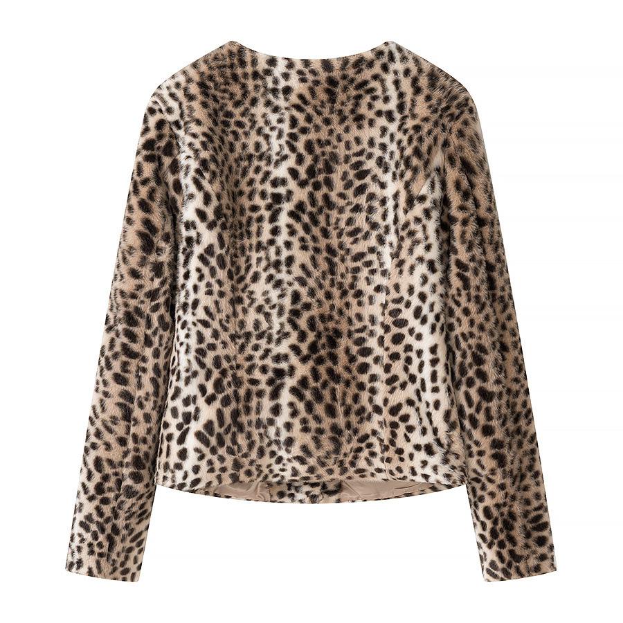Stile europeo e americano, nuovi abiti da donna, alla moda, casual, versatili, alla moda, giacca con stampa leopardata a girocollo
