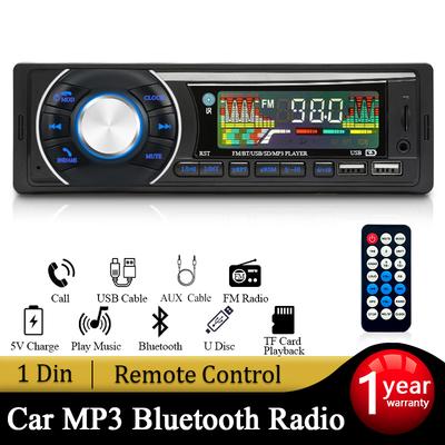 Araba 1din Ses Radyo Bluetooth Stereo MP3 Çalar FM Alıcısı 12V Telefon Şarj Desteği AUX/USB/TF Kart Araç İçi Kit