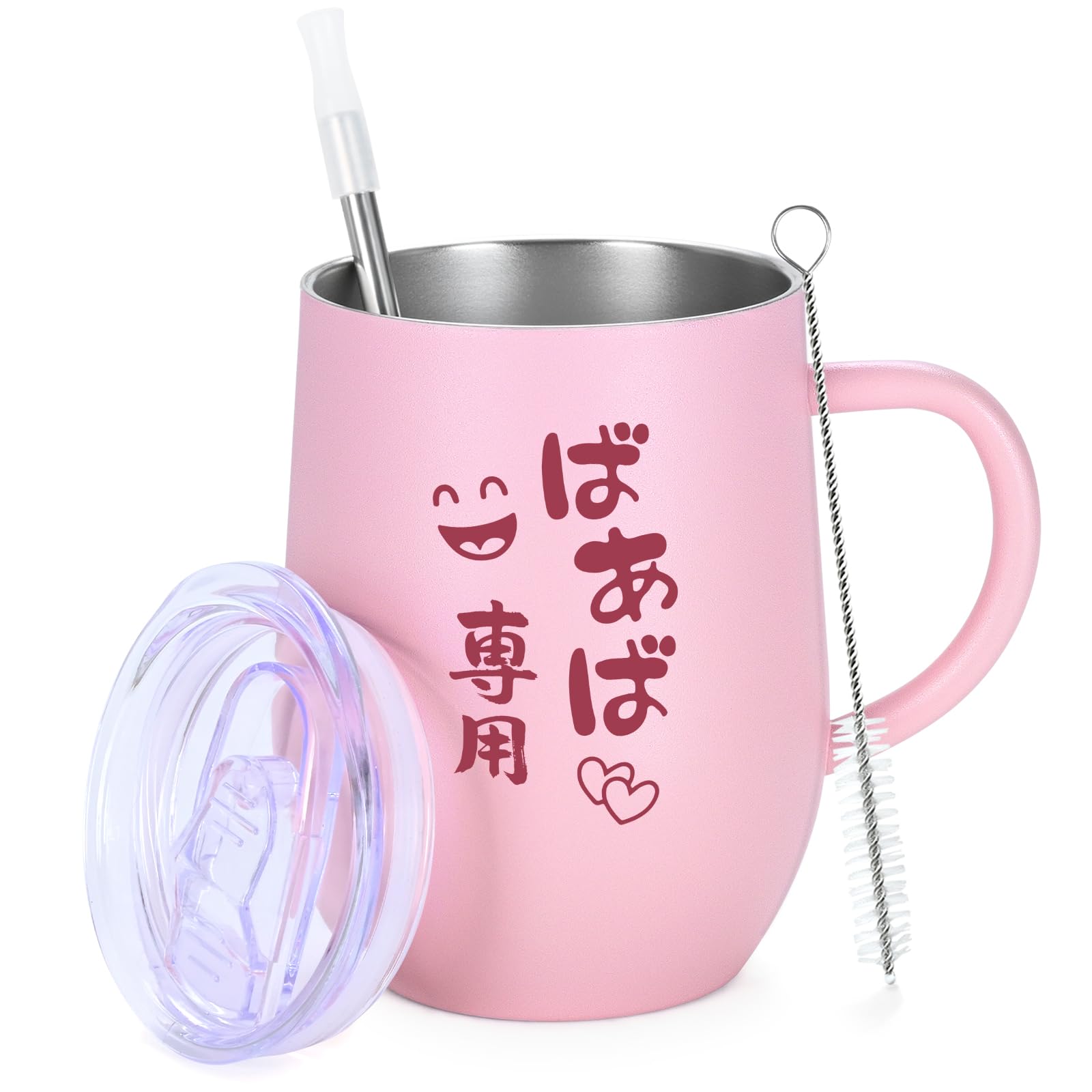 

Термостакан из нержавеющей стали Livole с ручкой, с вакуумной изоляцией, с крышкой и соломинкой, идеально подходит для кофе, чая и сока, идеально подходит для бабушки, матери