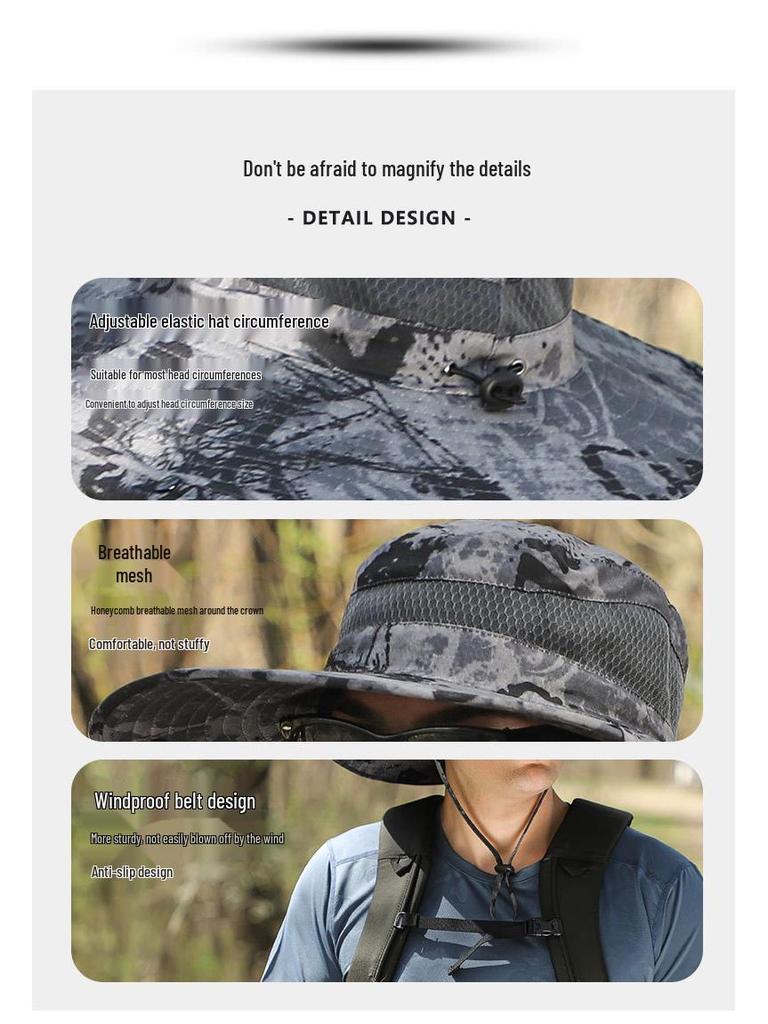 Rechargeable Solar Fan Hat with Long-Lasting Battery - Men's Outdoor Sun Hat for Mountaineering & Fishing.