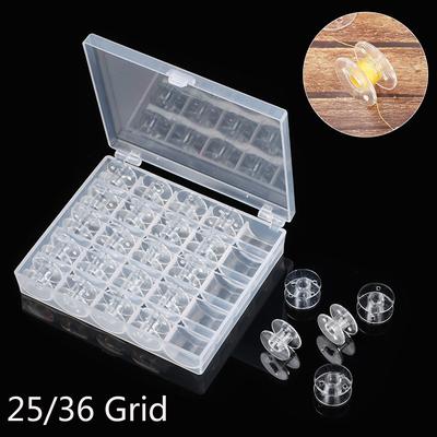 25/36 Grid Useful Plastic Tools Case Sewing Thread Set Thread Bobbin Spools Storage Box Empty Bobbins