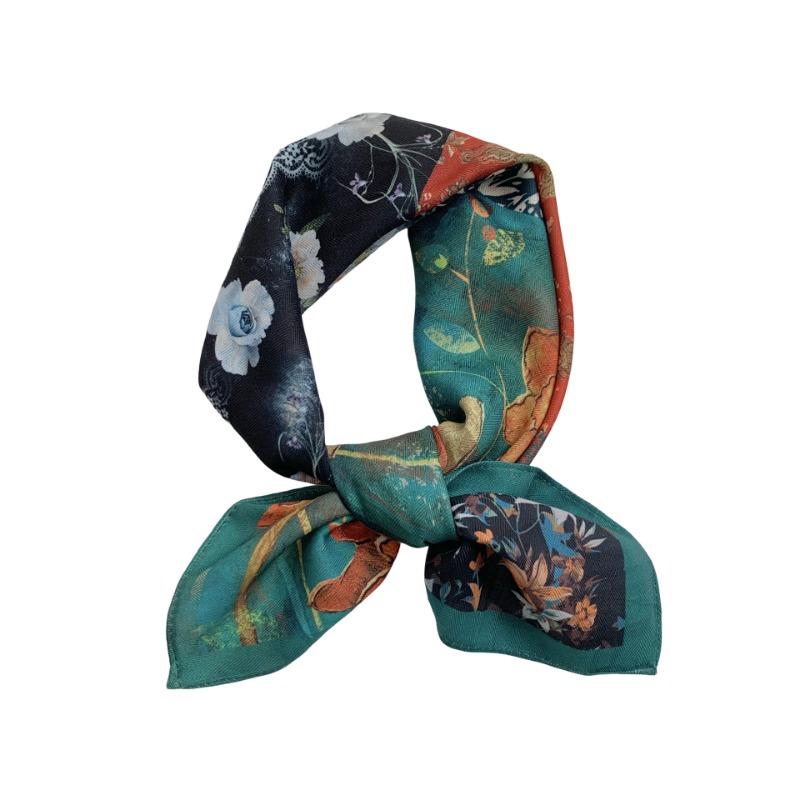 Square scarf new neck scarf scarf small shawl travel bag headscarf versatile cashew flower silk scarf
