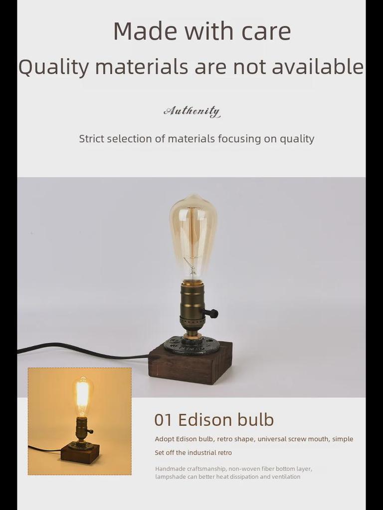 Retro American Industrial Style Table Lamp for Living Room or Bedroom