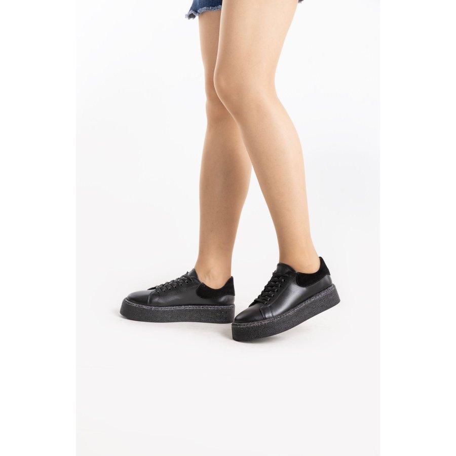 Women's Genuine Leather Thick Sole Sneakers