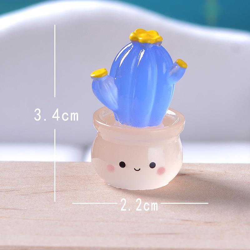 Figurines Miniatures Cute Luminous Succulent Cactus Micro Landscape Ornaments for Home Decorations Car Room Decor Accessories