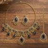 Rhinestone Inlaid Necklace Earrings Set Hollowed Out Forehead Ornament  Bridal