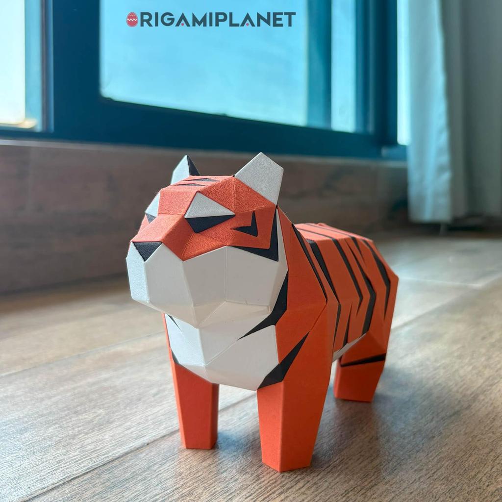 ORIGAMIPLANET Tiger Fat Tiger 3D Origami Papercraft Creative Handmade Paper Art for 3D Paper Sculptor Unique DIY Animal Model Papercraft Set Gift for