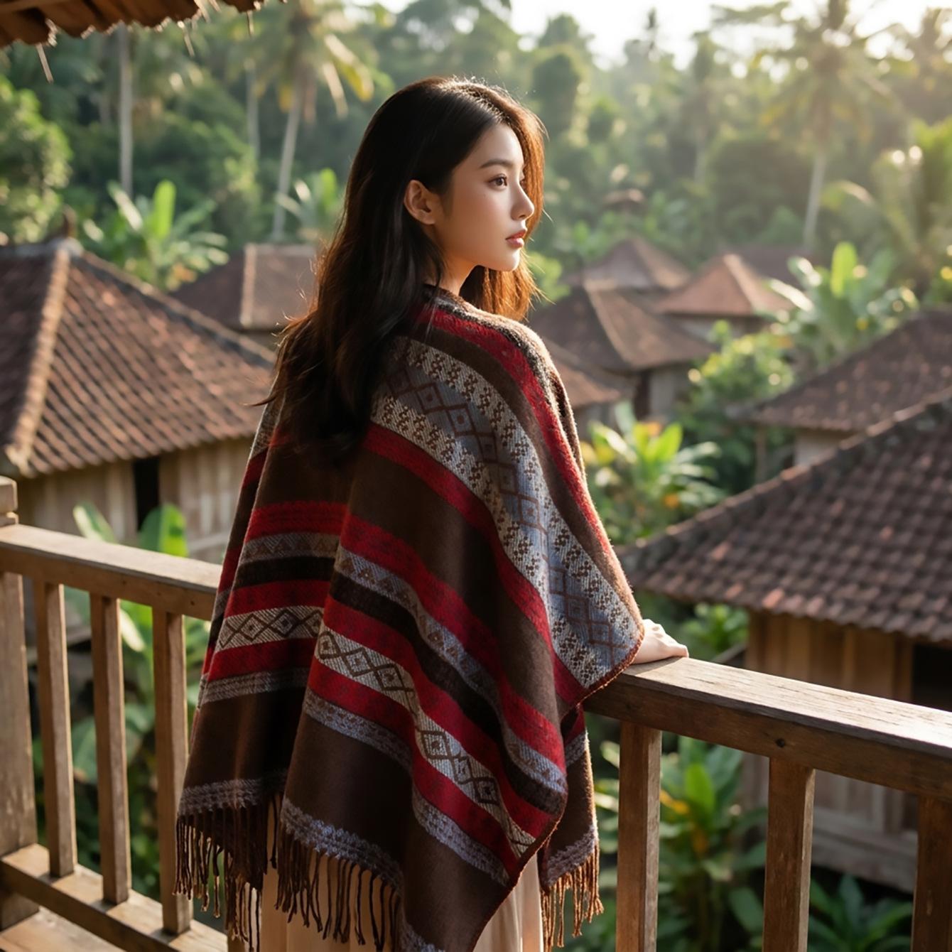 New ethnic style shawl cloak, women s versatile warm cheongsam shawl, air-conditioned room shawl scarf 166*124