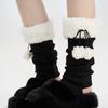 1pair Solid Color Knitted Leg Warmers Warm Winter Foot Cover Cute Mid-Calf Length Socks  Girl