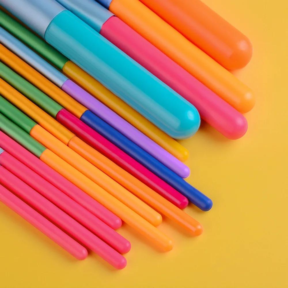 15Pcs Rainbow Rainbow Makeup Brushes Synthetic Hair Colourful Make Up Brush Set Makeup Beginner