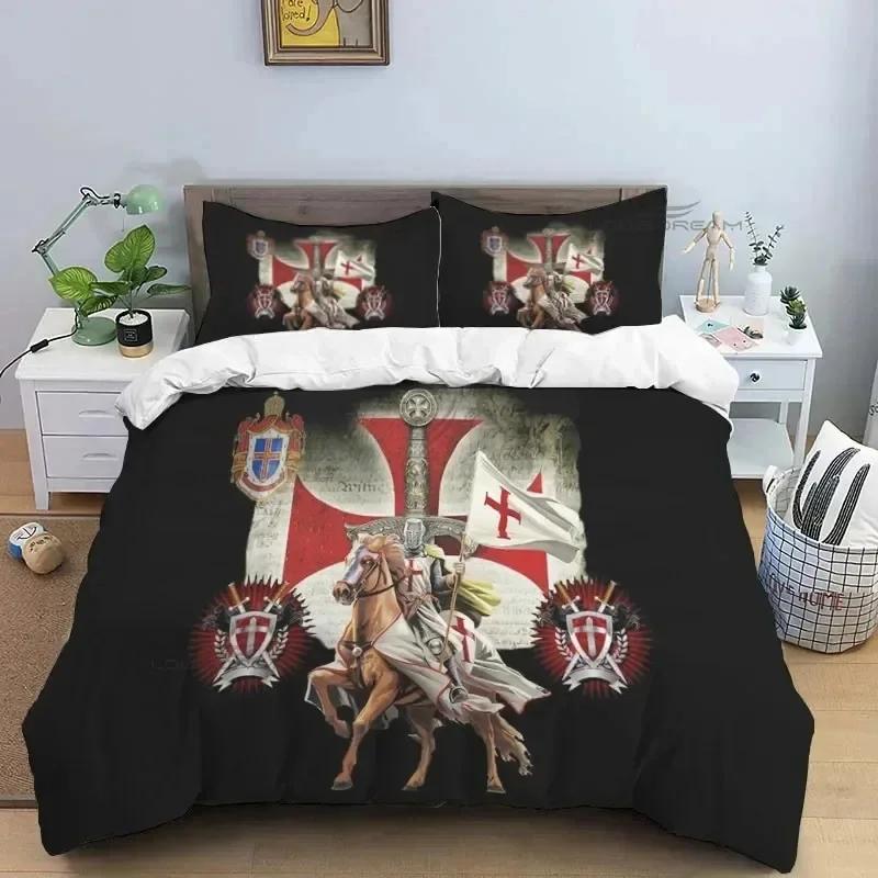Medieval Knights Templar Patterns Supplies Set Duvet Cover Set Bedding Sets Adults Bed Pillowcases No Filling Birthday Gifts