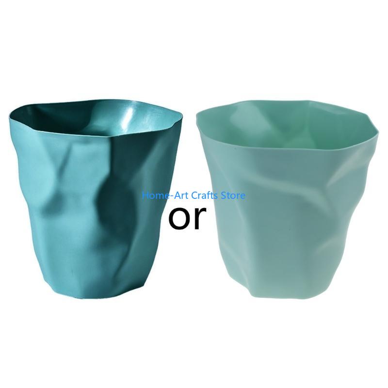 Y3NA Nordic Irregular Trash Can Modern Color Plastic Garbage Rubbish Bin Waste Basket Basin Bucket Flower Pot