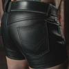 2023 Summer European & American Men's PU Leather Slim Shorts - Casual Solid Color