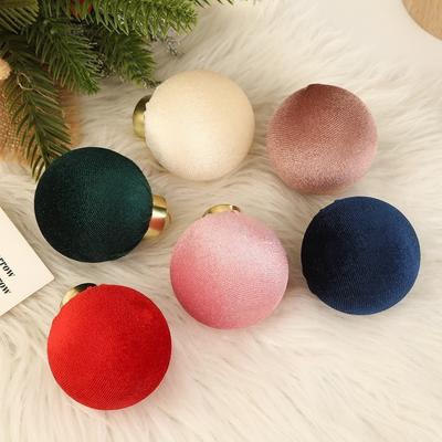 12pcs/SET 6cm Velvet Christmas Balls Set Velvet Plastic Christmas Flocking Balls Pendant Festival Red Green