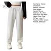 Women Long Pants Elastic High Waist Straight Wide Leg Casual Trousers with Pockets Solid Color Waffle Texture Sweatpants