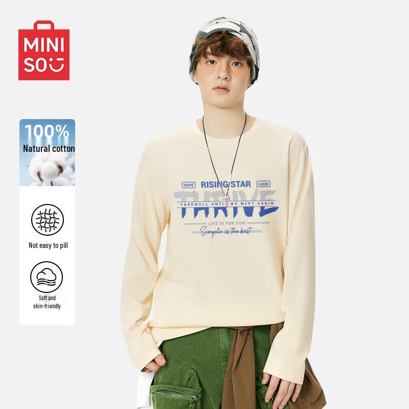 MINISO Men s Pure Cotton Loose Fit Long Sleeve T-Shirt M