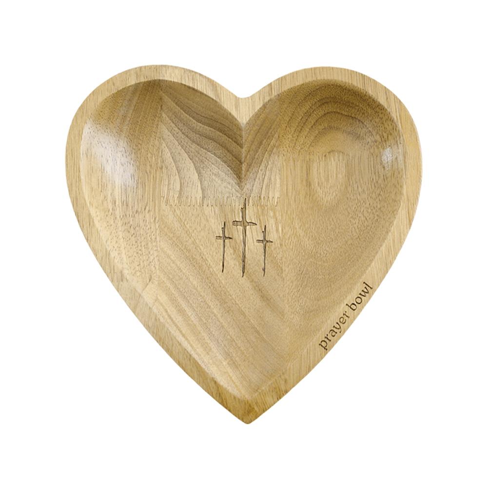Heart Prayer Bowl Wooden Handmade Prayer Bowl 12 Prayer Cards Wood Dough Bowl Religious Christmas Christian Gifts for Women Men
