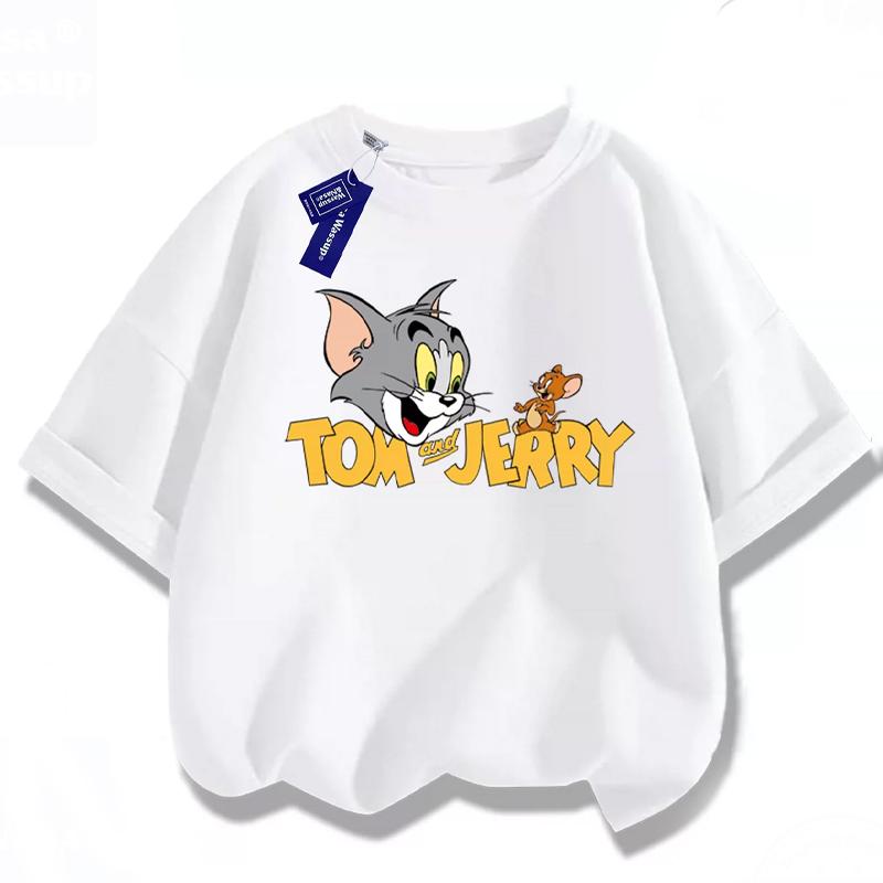 Summer 2026 Boys Girls T-Shirt Tom Jerry Short Sleeve for Boys Girls Children Tops Back To School