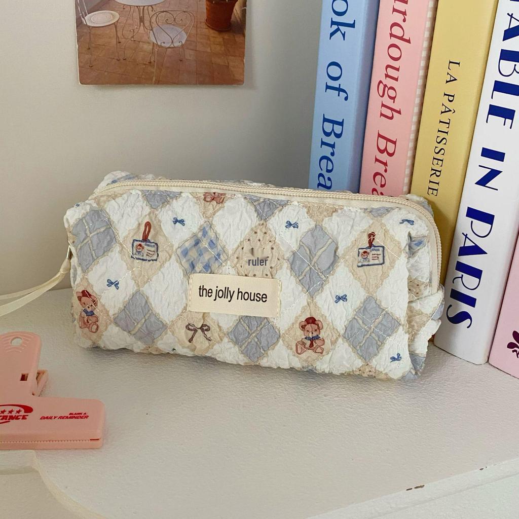 High-Capacity Bubble Cotton Pencil Case for Middle School Girls