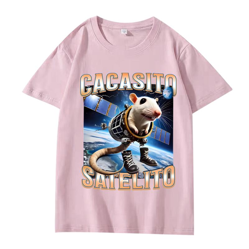 Funny Cacasito Satelito Italian Brainrot Silly Rat Meme T Shirt men women Oversized 100% Cotton short sleeve Summer Unisextops