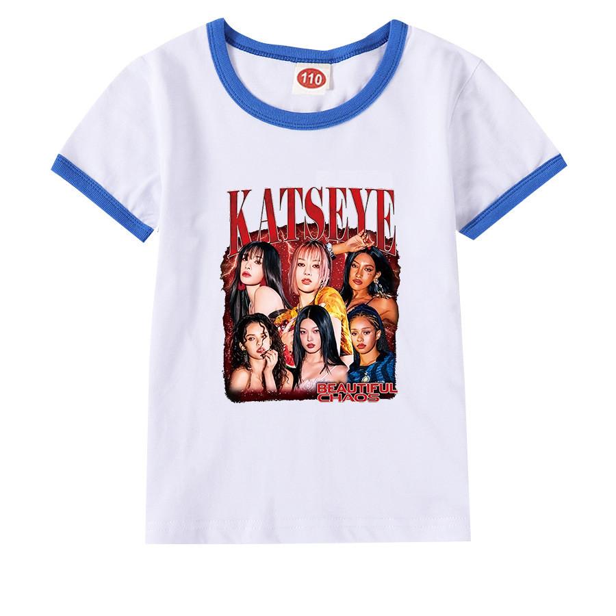 9198 Kids Girls Katseye Print Short Sleeves Casual T-Shirt