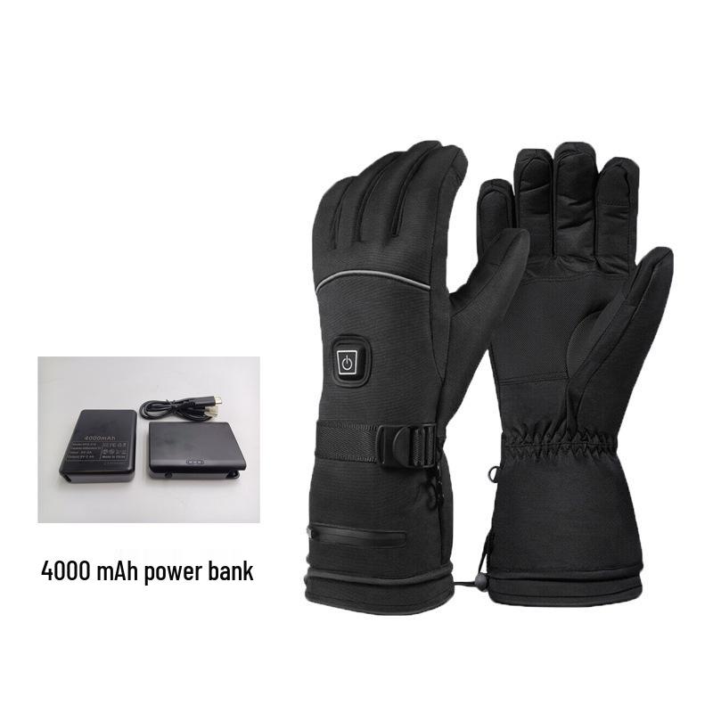 Winter Smart Heated Gloves: Three-Level Temperature Control, Waterproof, Cold-Proof, Rechargeable, Five-Finger Design for Outdoor Cycling.