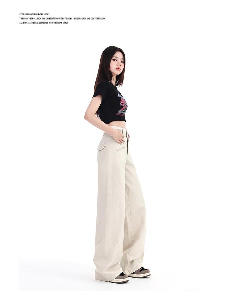 Autumn 2024 Korean High-Waist Wide-Leg Casual Pants for Women
