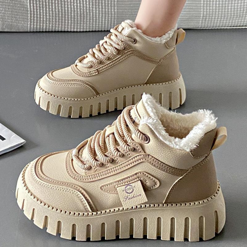 Trendy Dad Shoes Women's 2024 Winter New Collection with Velvet Warmth High Top Casual Sports Women's Cotton Shoes Zapatos Mujer