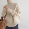 Damski sweter z wysokim kołnierzem, ciepły, luźny, dzianinowy, jesień, zima, gruby sweter, modny, długi rękaw, dzianina