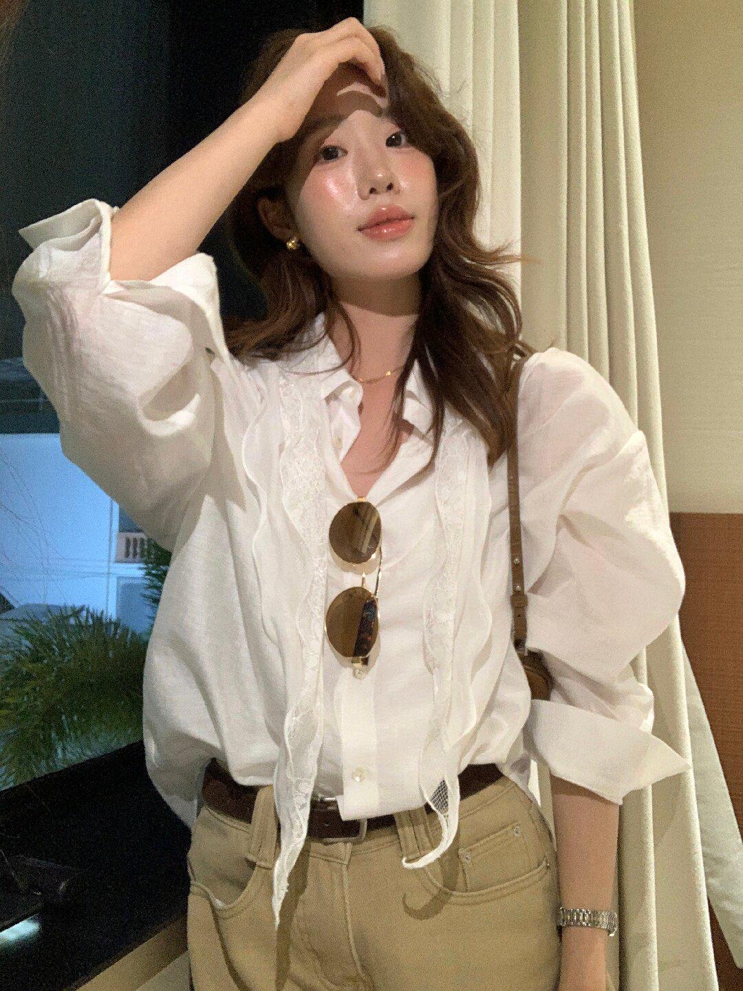 

Lemon Green Tea Women s Spring Lapel Shirt with Silk Scarf - High-End 2026 French Design, Sun Protection Cardigan One Size белый