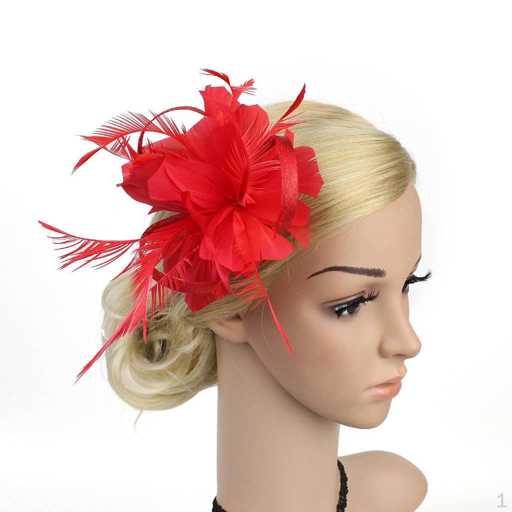 

Fascinator Hair Clip For 20s Great Charleston Party Red