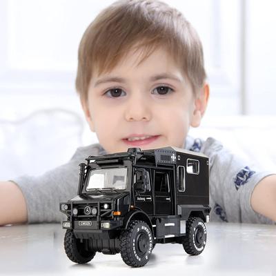 1:28 Scale Benz Unimog Car Model, Diecast Pull Back Car Toy Car, Doors Open, Light and Sound, Boys Toys Kids Adults Gifts