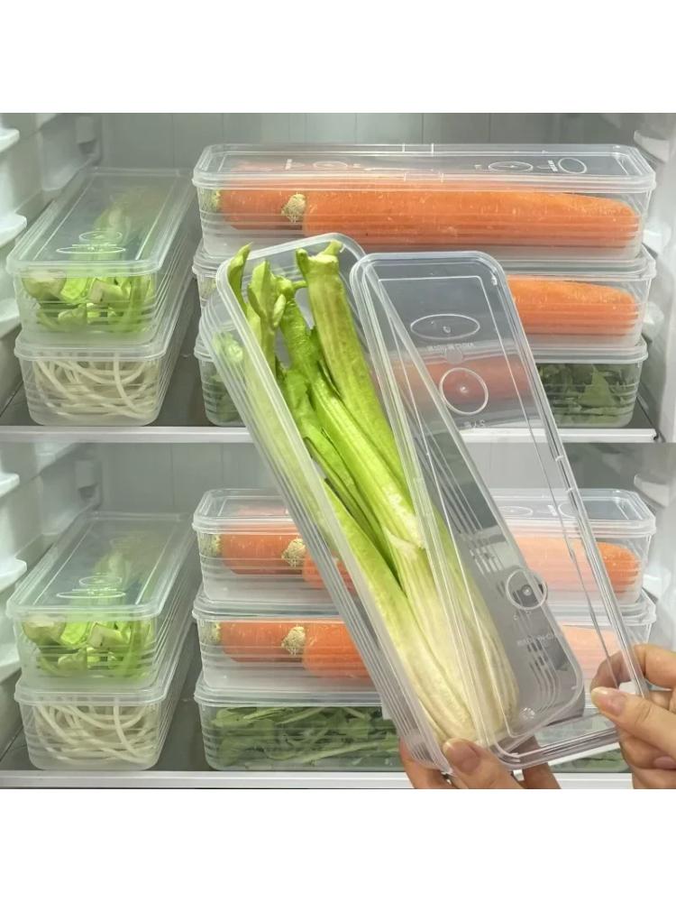 1/5pcs Fresh Box Refrigerator Storage Boxes Scallions Food Container with Lid Food Cold Container Kitchen Sealed Storage Box