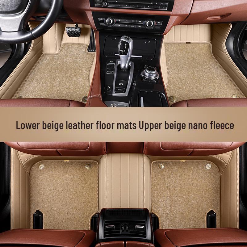 Genuine Leather Full Surround Car Floor Mats for 22 Volkswagen Models: Magotan, Tiguan L, Teramont X, and Passat