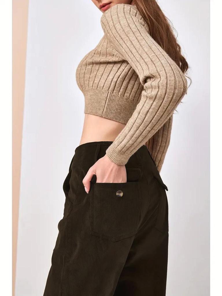 European & American Style High-Waist Slimming Drape Pants - Women's Casual Straight-Leg for Autumn/Winter 2024