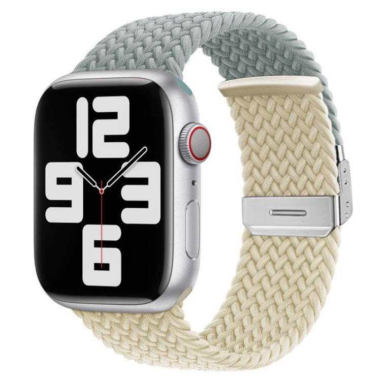 Bracelet de montre tressé en nylon avec boucle et détails de couture, Bracelet de rechange réglable pour Apple Watch 38‑49 mm