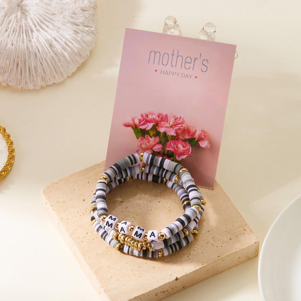 

Bohemian Handcrafted Soft Clay Bracelet With Alphabet Charms For Women Style C