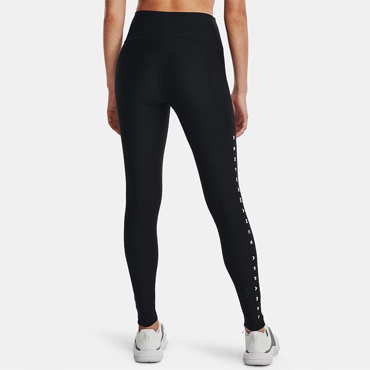 Under Armour High Waist Breathable Training Leggings With Side Letter Print Women Leggings Black 1369901-001