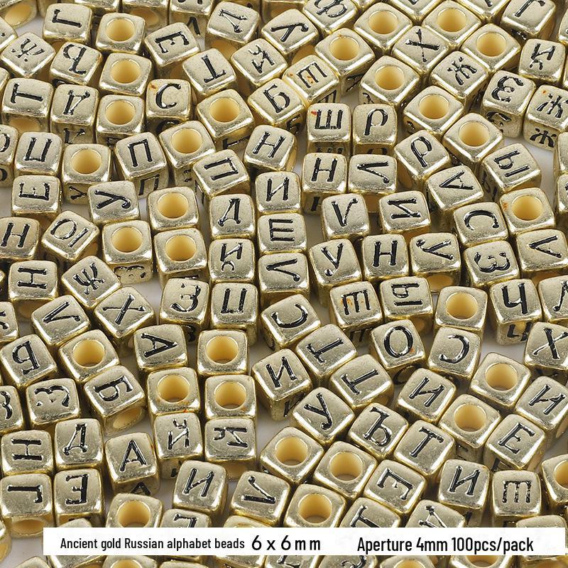 Colorful Acrylic Square Beads: English & Russian Letters for Handmade DIY Bracelets & Jewelry Accessories