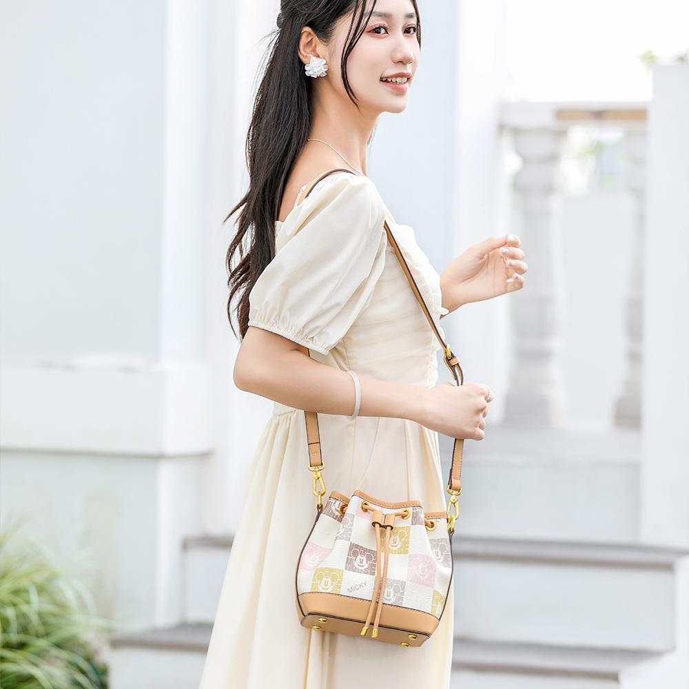 New Disney PU Bucket Bag, Shoulder Bag, Crossbody Bag, Handbag Women's Khaki BMK-71617P