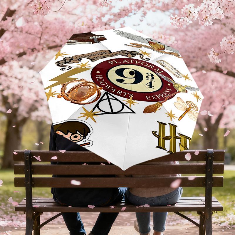 1PC Hogwarts Platform 9 3/4 Umbrella-8-Rib Reinforced, Automatic Open, Lightweight & Durable, Cute Fashion Accessory for Outdoor, D2660