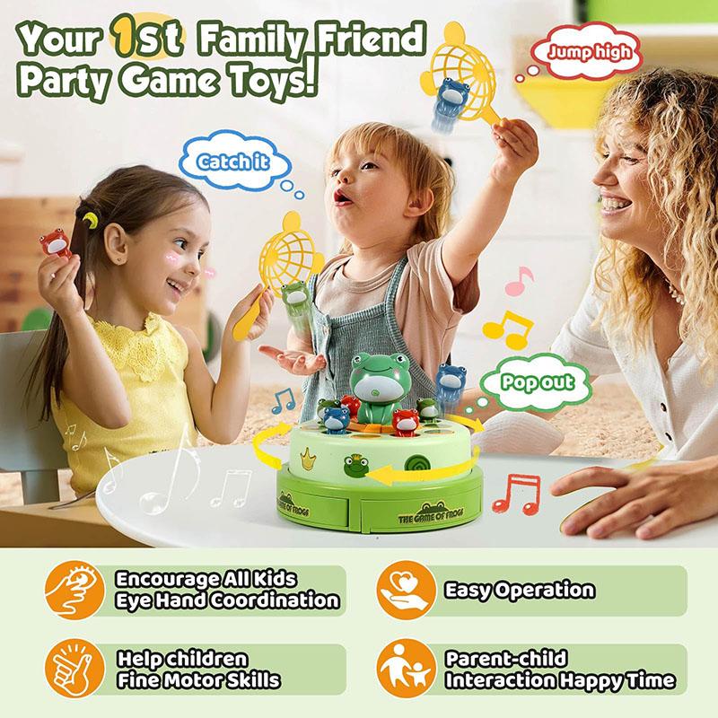 Fun Children'S Catapult Turntable Cartoon Net Fishing Bouncing Little Frog Concentration Interactive Training Puzzle Desktop Toy